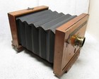 Antique 1880s 5x8 Bellows Tailboard View Camera W  Brass Lens For Wet dry Plates