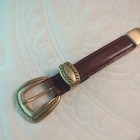 Brighton Belt 37419 Brass Goldtone Brown Leather Ornate Vtg 1995 Rare Sz M l 34   