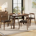 5-piece Dining Set With Splayed Legs Faux Leather Chairs Rubberwood Table Brown