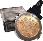 Antique Marine Vintage Copper Compass With Leather Case