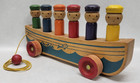 Vintage 1940s Holgate Brothers Wooden Pull Toy No 130 Sailor Boy Peg Boat W  Box