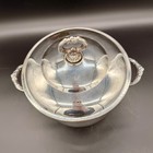 Vintage Mcm Silver Plate Ice Bucket With Lid And Ceramic Insulating Liner