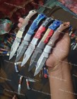 Lot Of 50 Custom Handmade Damascus Steel Mix Folding   Pocket Knives - From Usa 