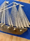 Vintage Mid Century Two-masted Schooner String Art Piece   Nautical Folk Art
