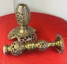 Vtg Ornate Brass Candlestick Holder  Large 24    Heavy Filigree Pierced Design Mcm