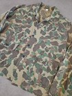 Vtg 50s Hbt Duck frogskin Camo Shirt jacket Military 13 Star Button Sanforized L