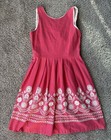 Vintage 60s Rose Dirndl Pink Cotton Woven A-line Fitted Trachten Dress Size M