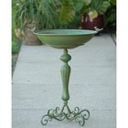Iron Pedestal Birdbath With Little Bird Detail In Antique Greenzr160318-gr