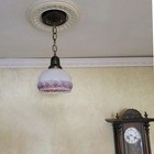842c  Antique 1910 s 30 s Ceiling Light Glass Shade Lamp Fixture Vintage Pendant