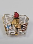 Usa   Finland Hands On Torch Lapel Pin Vintage 