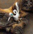 Sterling Silver Cast Roadrunner Turquoise Pin Pendant