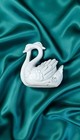 Vintage Rare Porcelain Swan Figurine White W  Gold Accents  Made In Japan