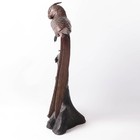 Large Antique 19thc Meiji Japanese Flower Bird Bronze Statue Gunmetal 20 5inch