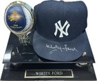 Whitey Ford Signed Yankee Hat With Display Case And Ball - Jsa Coa