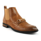 Men s Chelsea Ankle Boots Brown Leather Gold Buckle Zipper Closure By Azar Man 
