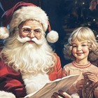 2 Vintage Inspired Merry Christmas Art Postcards Santa Claus Girls Gifts Unp