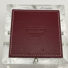 Vintage Coach Leatherware Acrylic Photo Cube Paperweight Desk Accessory Burgundy