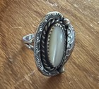Vintage Beautiful Navajo Sterling Silver Mother Of Pearl Abalone Ring 6 5