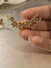 100  Authentic Chanel Gold Tone Clear Crystal Flower Cc Earrings