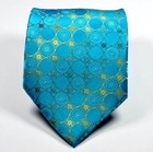 New Classic Pattern Blue Gold Jacquard Woven 100  Silk Men s Tie Necktie
