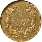 1854-o Indian Princess Gold  3 Ngc Au55 Key Date Great Eye Appeal