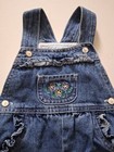 Vtg Baby Girl 3-6 Months Floral Embroidered Cotton Romper Overalls