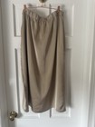 Women   s Beige Solid Wrap Midi Skirt Xl Regular Pull-on Elastic Waist Draped