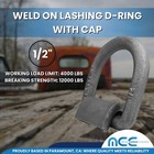 8 Pack Heavy Duty 1 2  Weld-on D Ring Flatbed Truck Trailer Cargo Tie Down Ring