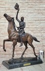 Bronze Sculpture Figuretra Large  the Buffalo Signal  Western Art Statue Decor