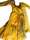 Women Bollywood Long Gown Kurti 3 4 Sleeves Haldi Dress Yellow Sz M   L