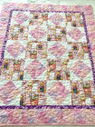 Handmade Baby Girl Quilt Crib Blanket Wall Hanging  Reversible 39 x 46 5  Pink