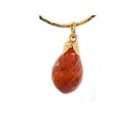 18thc Antique 9ct Tangerine Garnet Briolette pendant Anglosaxon Frank Norman Gem