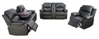 New Black Leather 3pc Sofa Loveseat Chair 5-recliner Set 4 Cupholders 2 Console