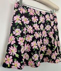Lush Women   s Floral Skater Mini Skirt Black Pink Flower Print Size S