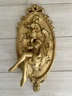 Antique Art Nouveau Draped Couple Ornate Gilded High Relief Gold Wall Art 23-1 2