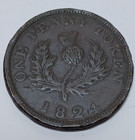 1824 Nova Scotia Canada Half Penny Token Better Date E712 Jbt 64
