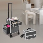 Rolling Makeup Case Travel Cosmetic Storage Box moving Salon Beauty Trolley Cart
