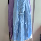 Colette Mon Cheri Satin Blue V-neck Sleeveless A-line Prom formal Gown Size 12