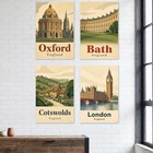 England Travel Destinations     4 Poster Set     Oxford  Bath  Cotswolds  London     1