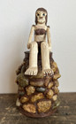 Antique Wood Carving Bikini Lady Memory Jar Vintage Outsider Art Folk Sculpture