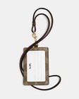 Coach 63274 Crossgrain Leather   Signature Lanyard Badge Id Holder - Khaki  gold