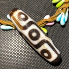 Unique Magic Tibetan Old Agate Dragon Skin 9eye Totem Dzi Bead 14 50mmn013