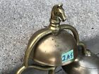 3 Brass Vintage Sleigh Bells With Horse Head Finial Iron Brass Antique Frame 2a 