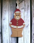 Vintage Hand Painted Wood Santa Bear Wall Art Christmas Plaque Primitive 17 x 9 