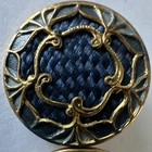 Antique Victorian Art Nouveau Woven Texture Buttons Pair Gilt Filigree Shank 