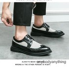 38-47 Breathable Mens Wing Tip Brogue Lace Up Formal Dress Pu Leather Shoes Size