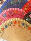 Joblot 12 Pcs Mixed Colour Wooden Spanish Folding Hand Fans A