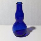 Blue Glass Bulbous Bottle Vase 6   