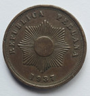 Peru 2 Dos Centavos 1937 Circulated Km  212