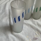 Set Of 4 Frosted Glass Tumblers Abstract Multicolor Swirls Mid-century Modern